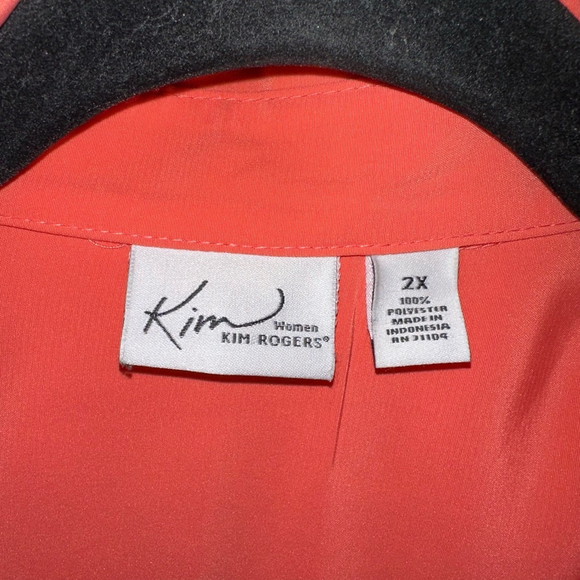 Women's Kim Rogers Button-Up Shirt Size 2X Orange Coral black speck as shown - Picture 6 of 6